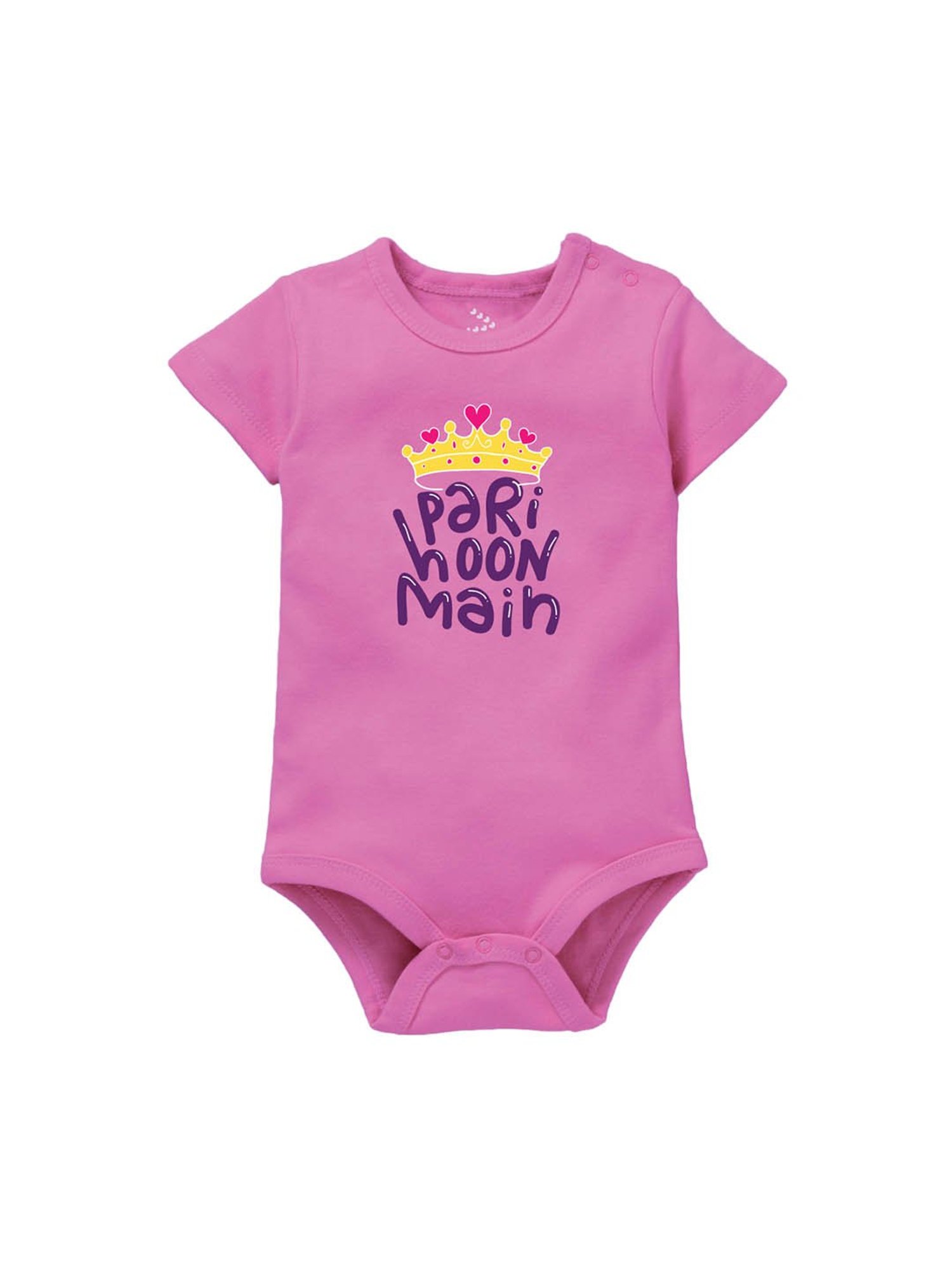 Zeezeezoo Kids Pink Pari Hoon main Printed Onesie