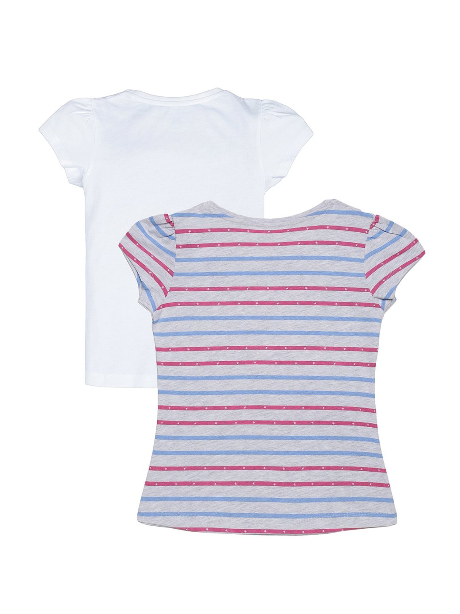 Plum Tree Kids White & Grey Embellished T-Shirt (Pack Of 2)