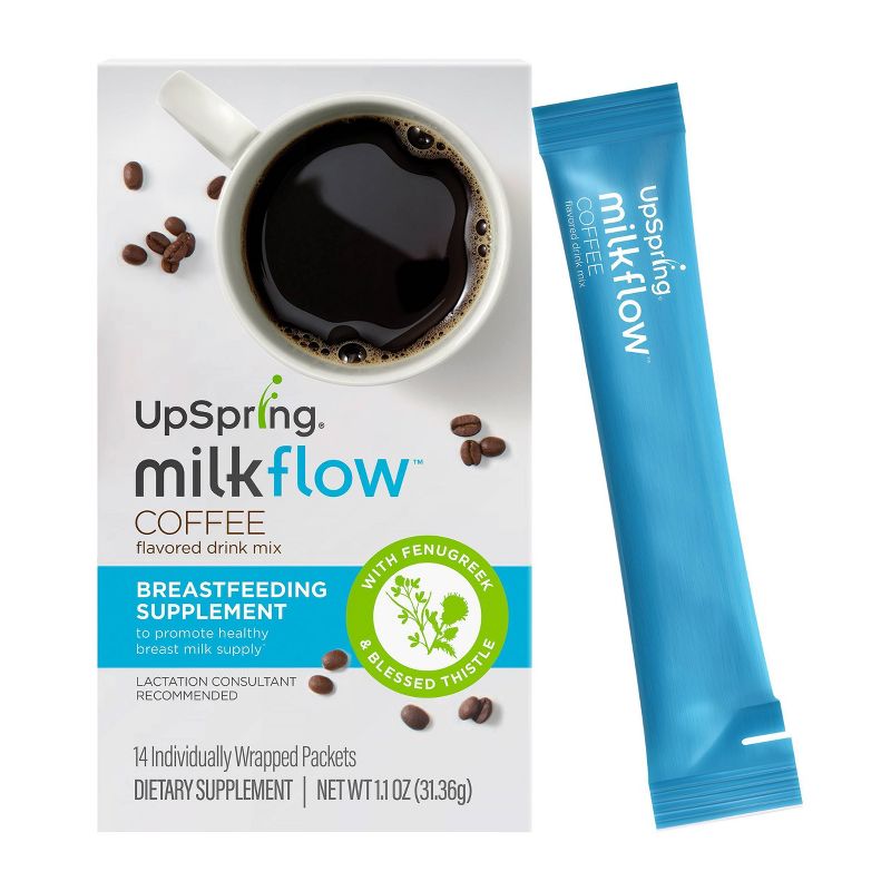 UpSpring Milkflow Fenugreek and Blessed Thistle Lactation Supplement Coffee Drink Mix - 14ct