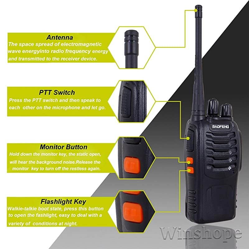 Long Range Walkie Talkies 5 Pack Two Way Radios with Earpiece FRSGMRS UHF Handheld Reachargeble BF888s Walkie Talkie for Adults or Kids Liion Battery and Charger Included