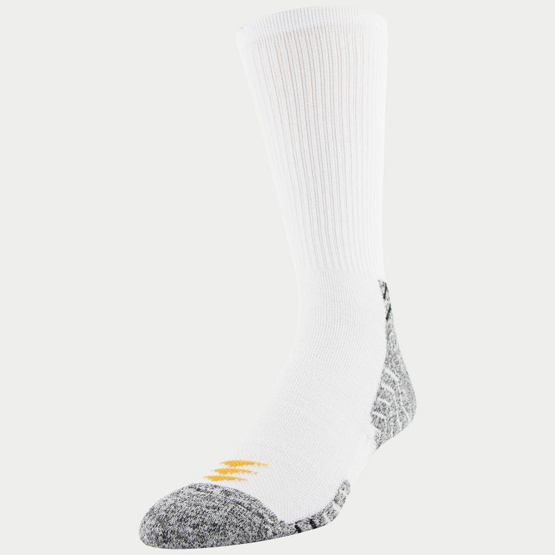 PowerSox Men's Sport 6pk Swervy Short Crew Athletic Socks - White/Blue 6-12.5