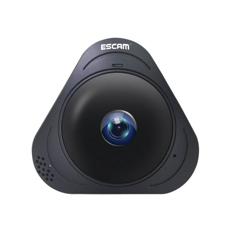 ESCAM Q8 WIFI 1.3MP IR 360&deg; Fisheye Panoramic IP Camera Built in mic & Speaker Black Color