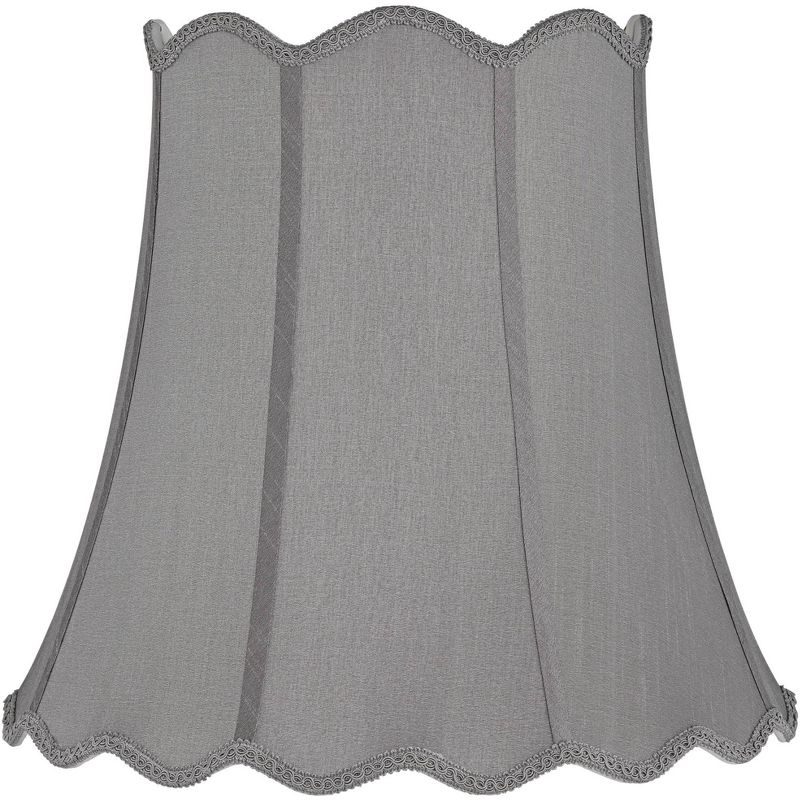 Springcrest Morell Gray Medium Scallop Bell Lamp Shade 10" Top x 16" Bottom x 15" High x 16" Slant (Spider) Replacement with Harp and Finial