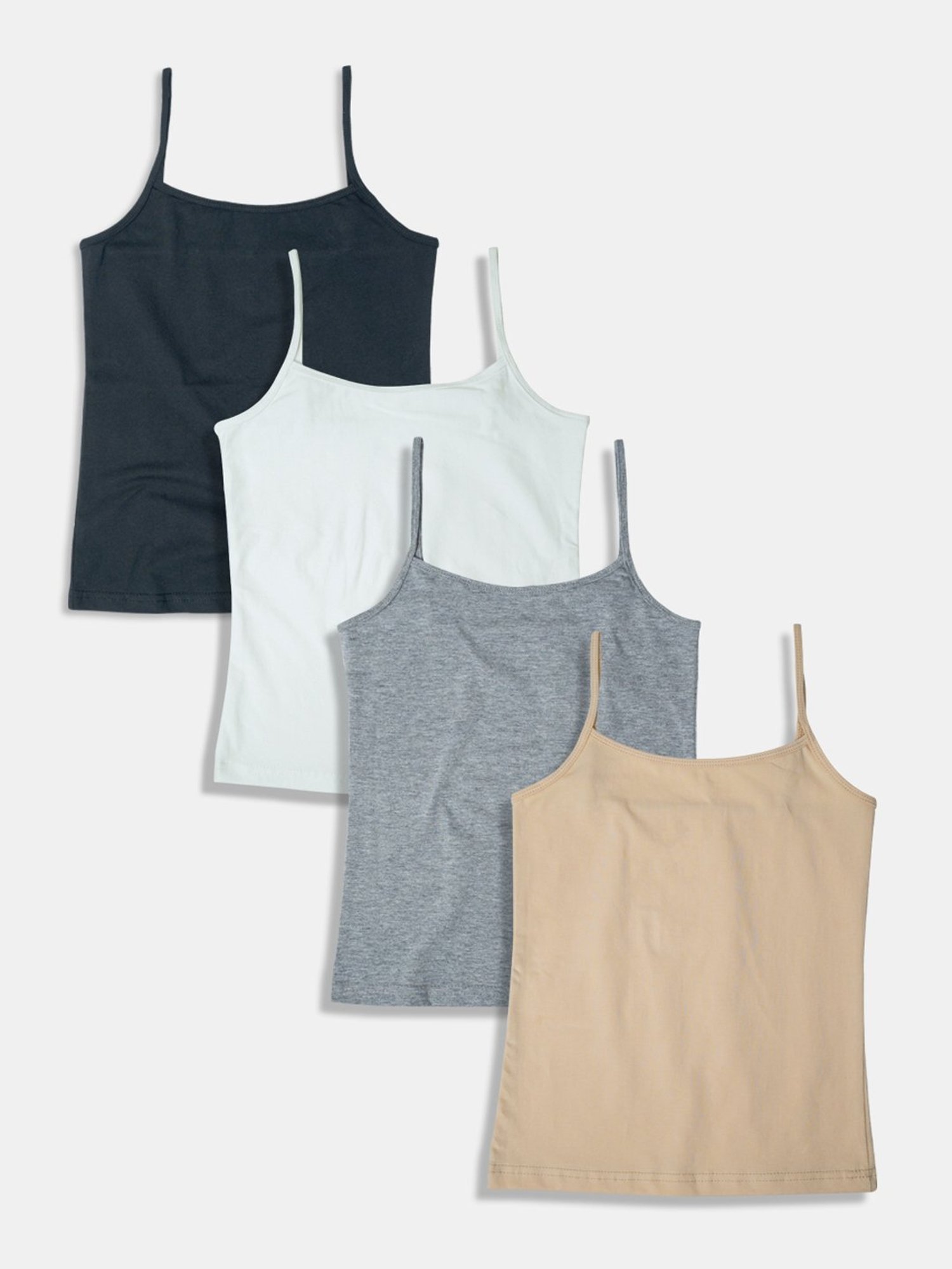 Sillysally Kids Multicolor Solid Camisole (Pack of 4)