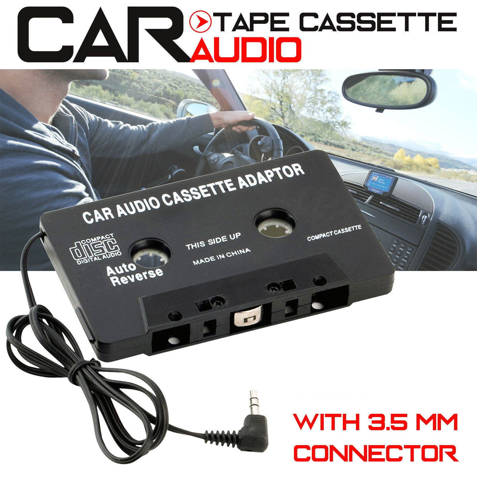 Car Cassette Tape Adapter Adaptor Convertor For iPhone iPod MP3 Player CD Black