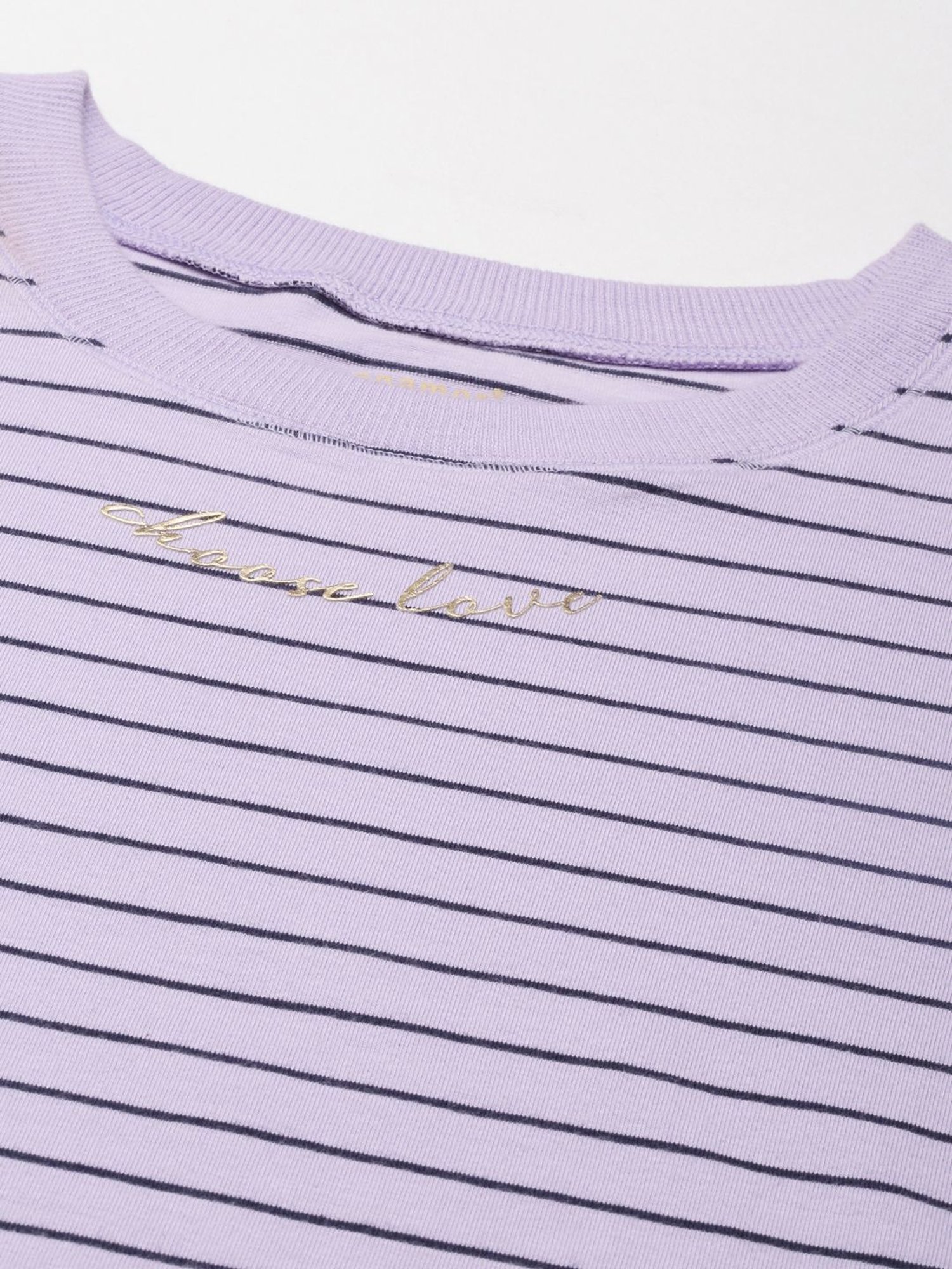 Enamor Purple Cotton Striped Sports T-Shirt