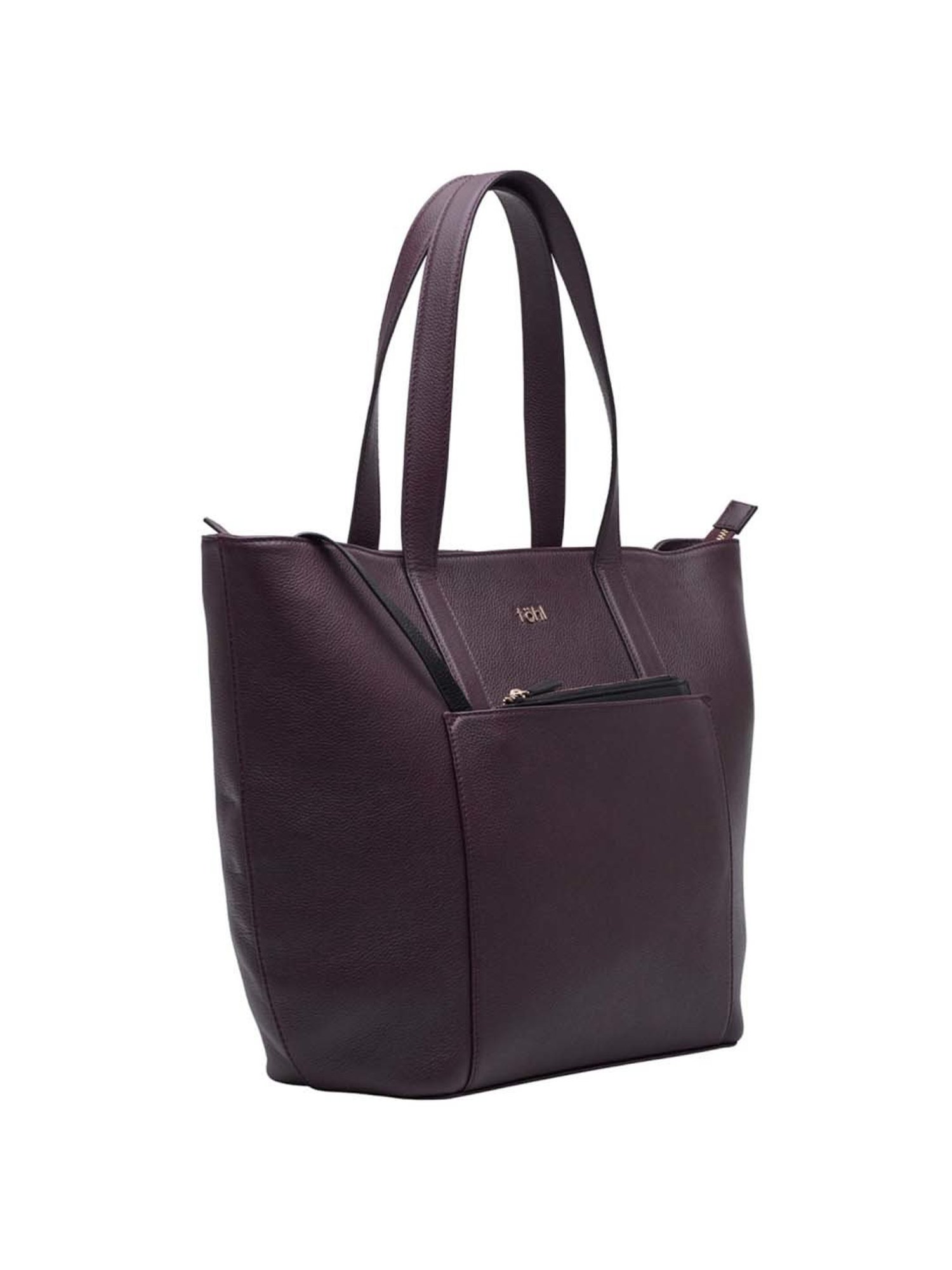 Tohl Burgundy Solid Extra Large Tote Handbag with Pouch