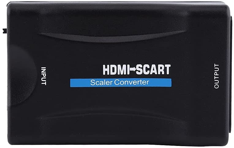 menfad Scart to HDMI Converter,SCART to HDMI Adapter, 1080P HDMI to SCART Video Audio Upscale Adapter Converter Scaler, Support NTSC and PAL, Plug and Play, No Driver Required