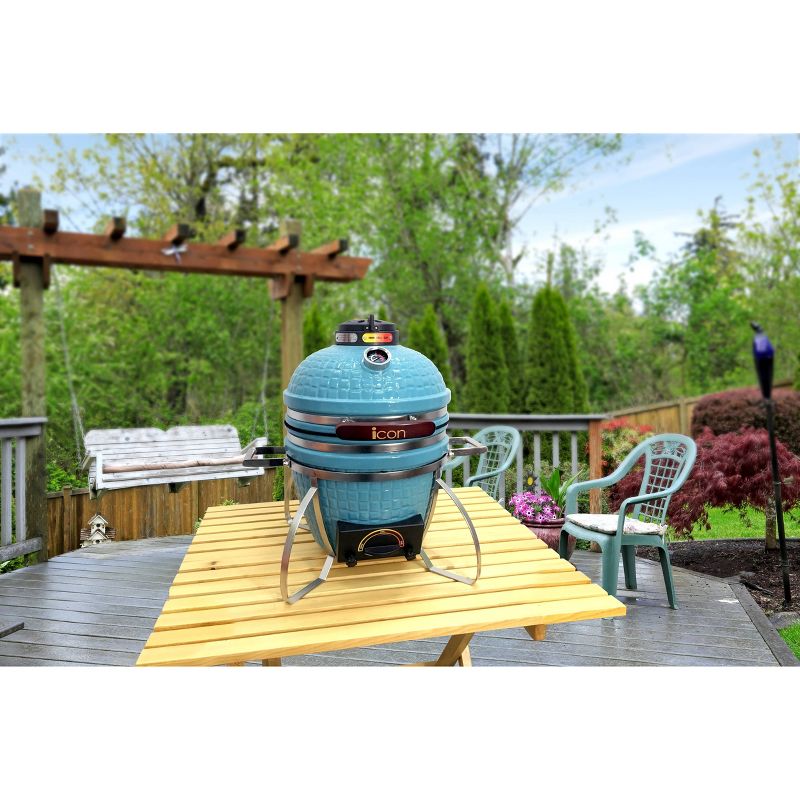 Vision I-CON 101 Electric and Charcoal Kamado Grill - Teal