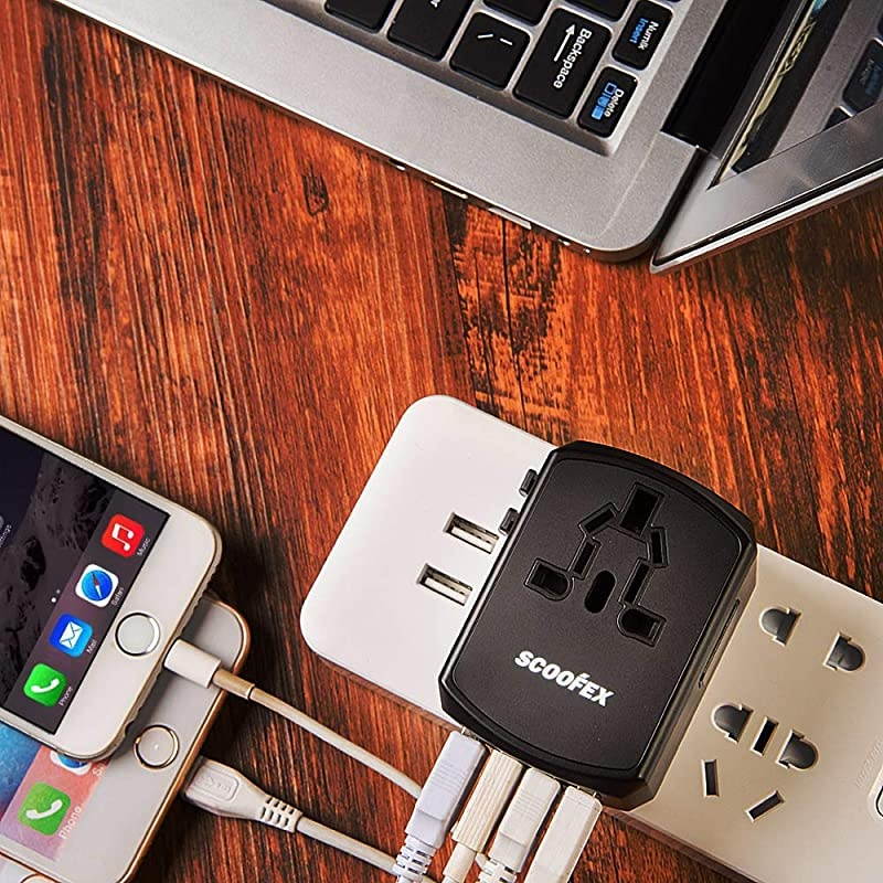 Travel Adapter International Power Adapter Electric Outlet Converters Wall Charger AC Plug with 4 x 24A USB Ports 30A USB TypeC for Canada USA Europe UK AU Asia 150 Countries fo