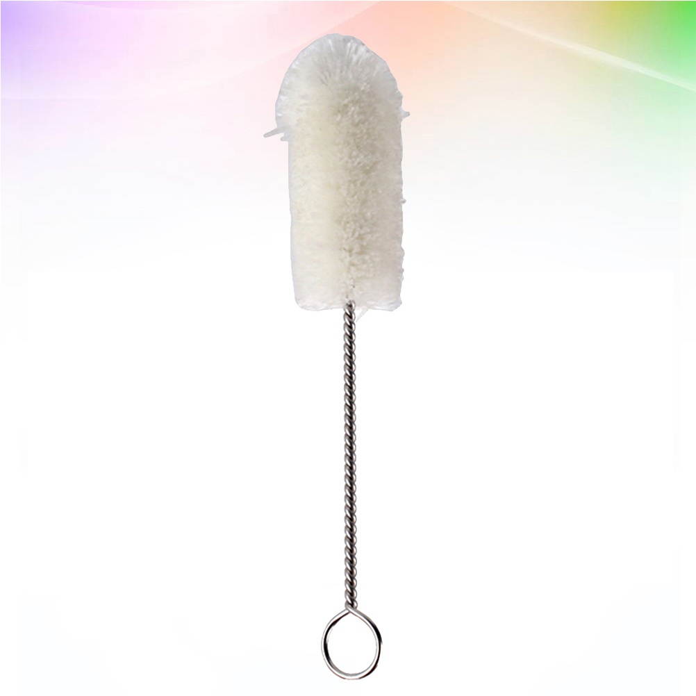 1 Pc Universal Fluff Mouthpiece Cleaning Brush with Metal Handle for Trumpet Woodwind Instrument (White)