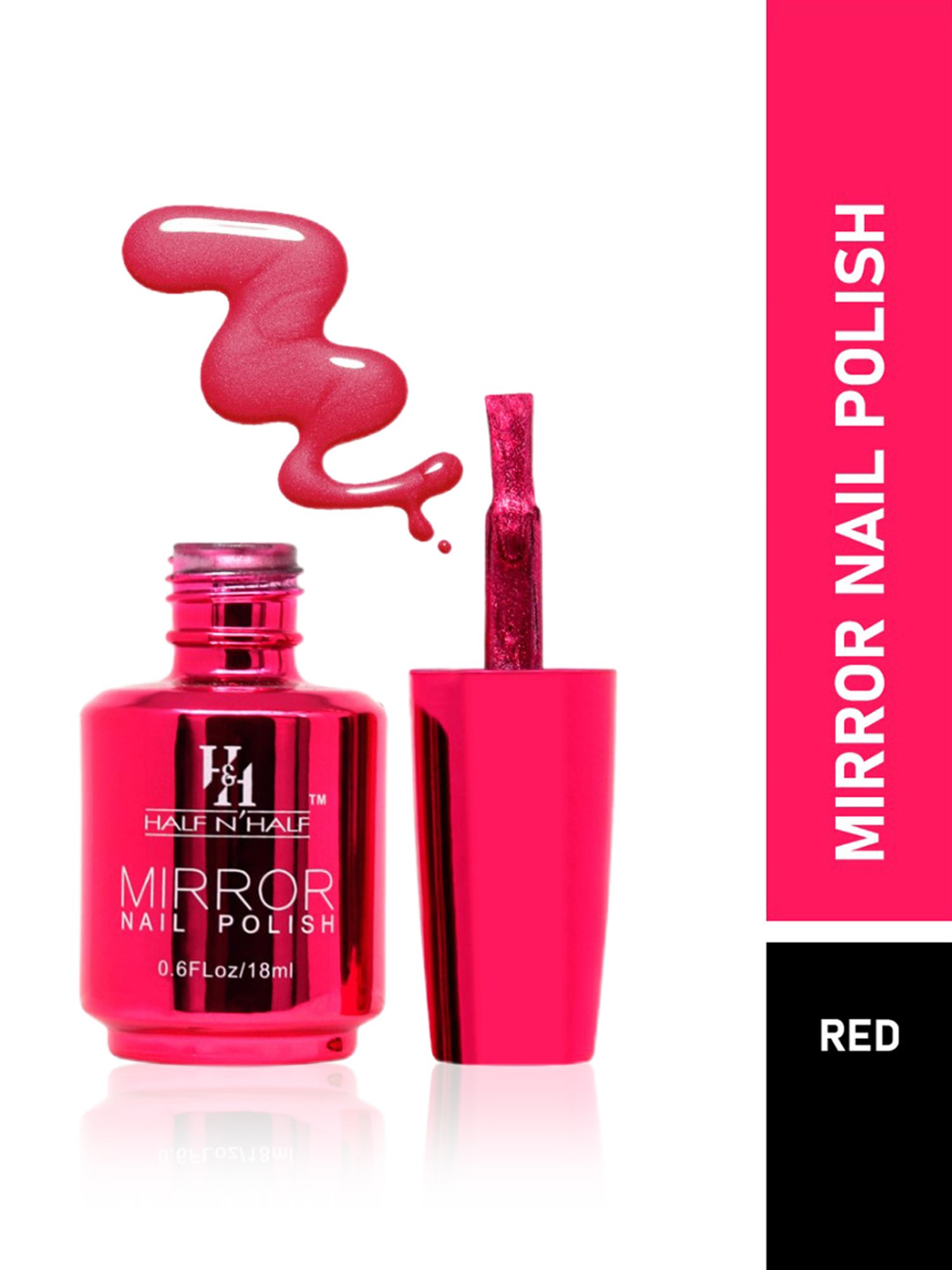 Half N Half Mirror Nail Polish Red 2 - 18 ml