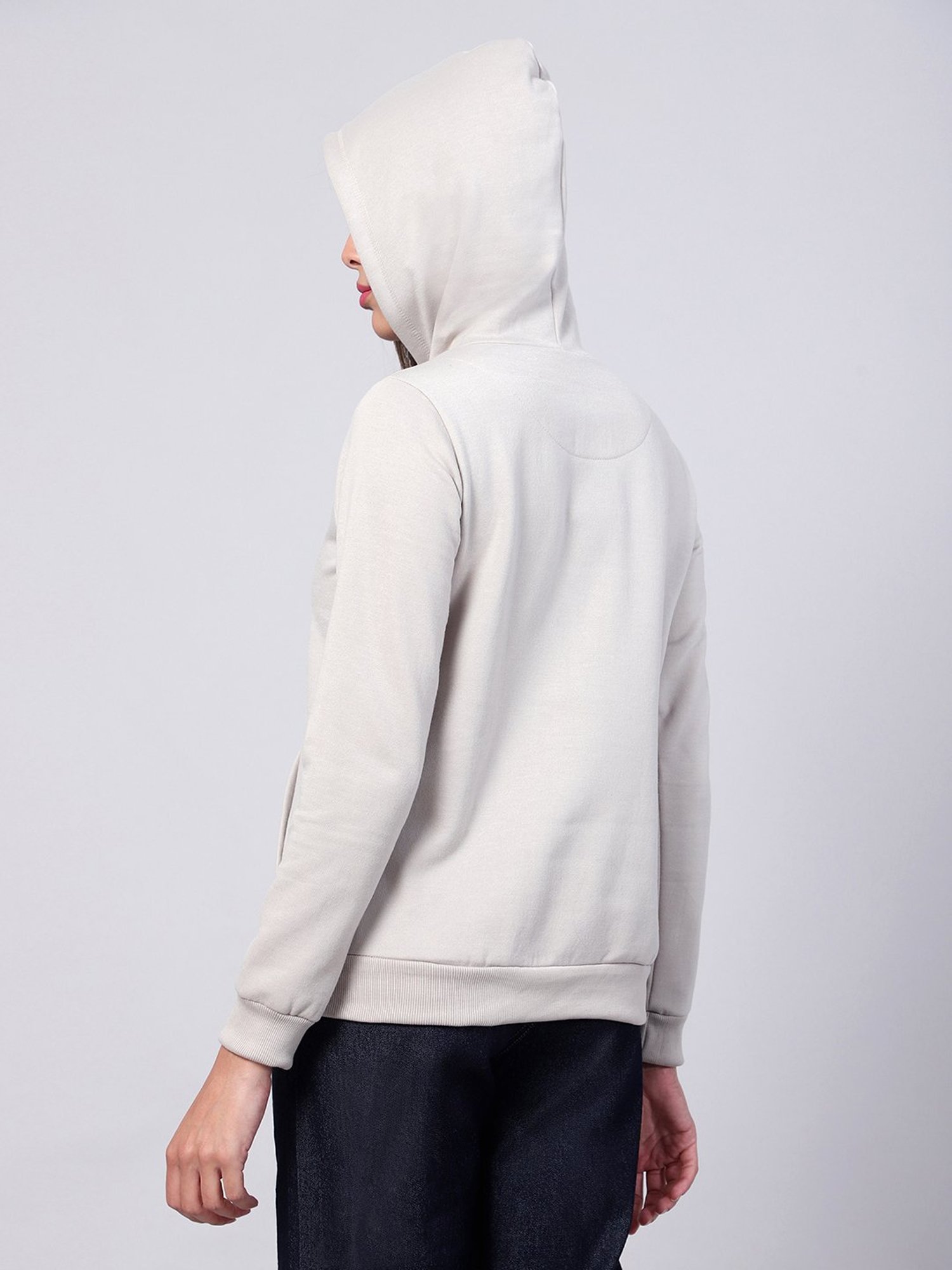 Kotty Light Grey Printed Hoodie
