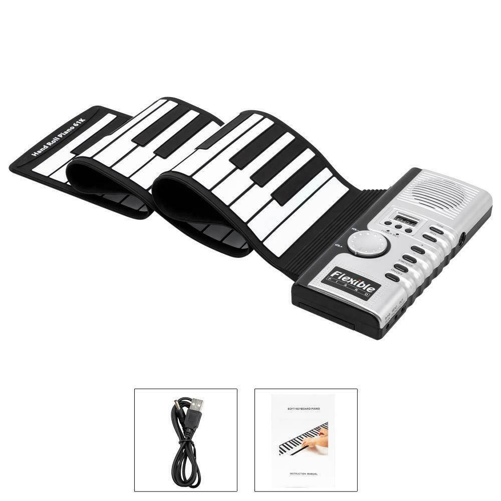 61 Key Electronic Roll Up Piano Keyboard Folding Rechargeable Portable