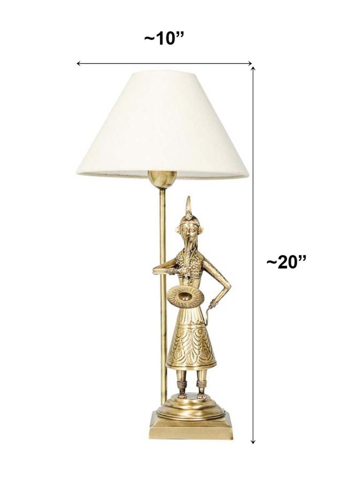 Fos Lighting 'Indian Village' White & Golden Brass Hand-Crafted Bed Lamp - Set of 1