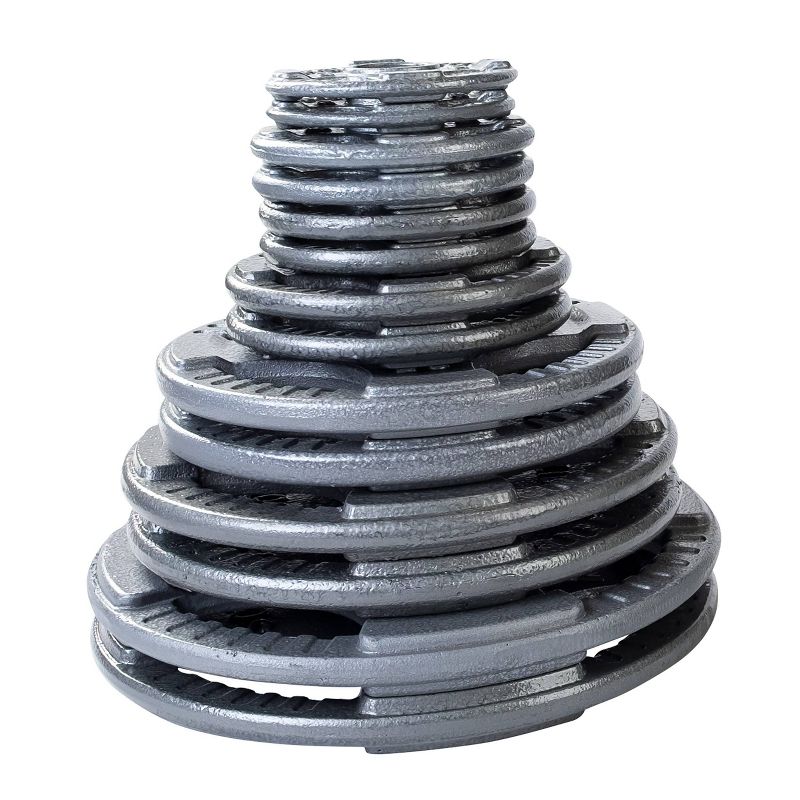 Body-Solid Cast Olympic Grip Plate Set with Olympic Bar - 300lbs