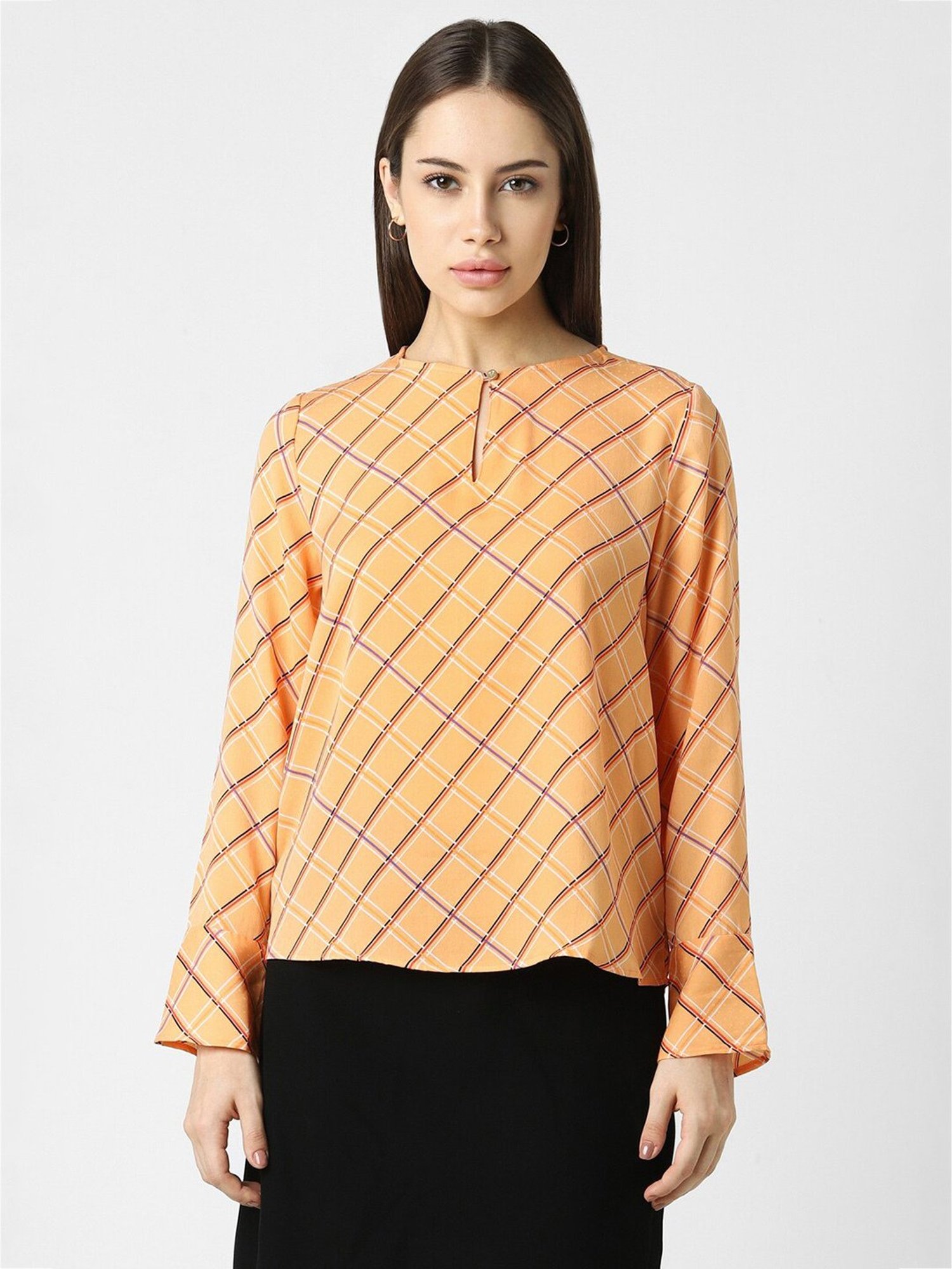 Van Heusen Orange Checks Top