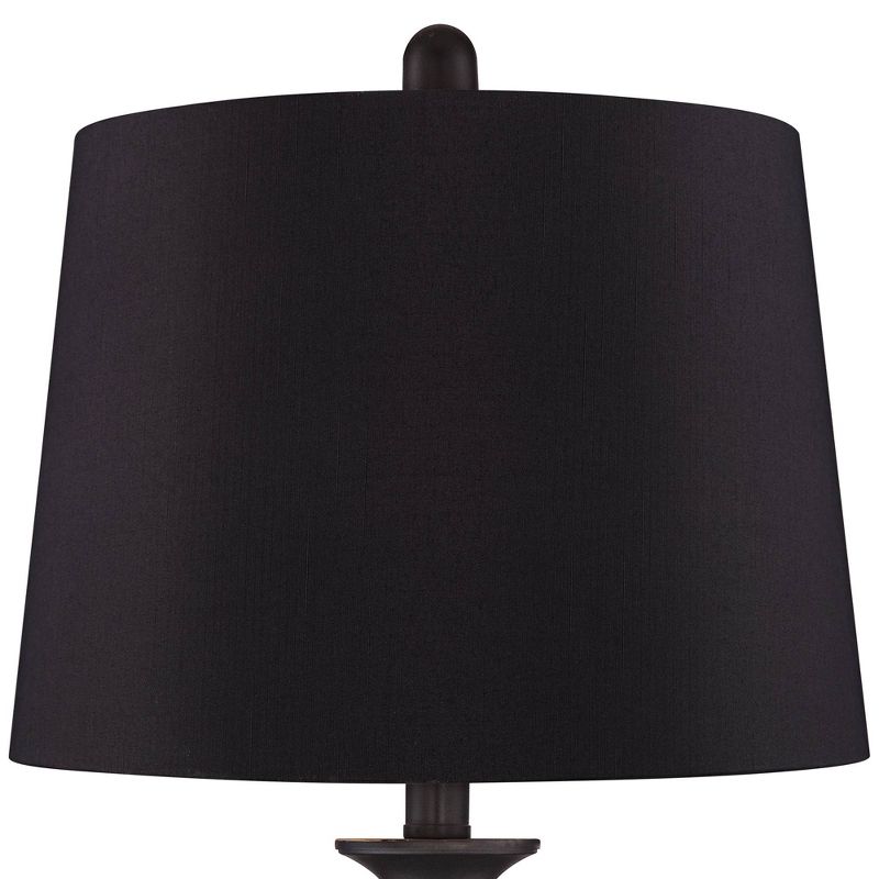 Regency Hill Ben Dark Bronze Metal Black Shade Table Lamps Set of 2