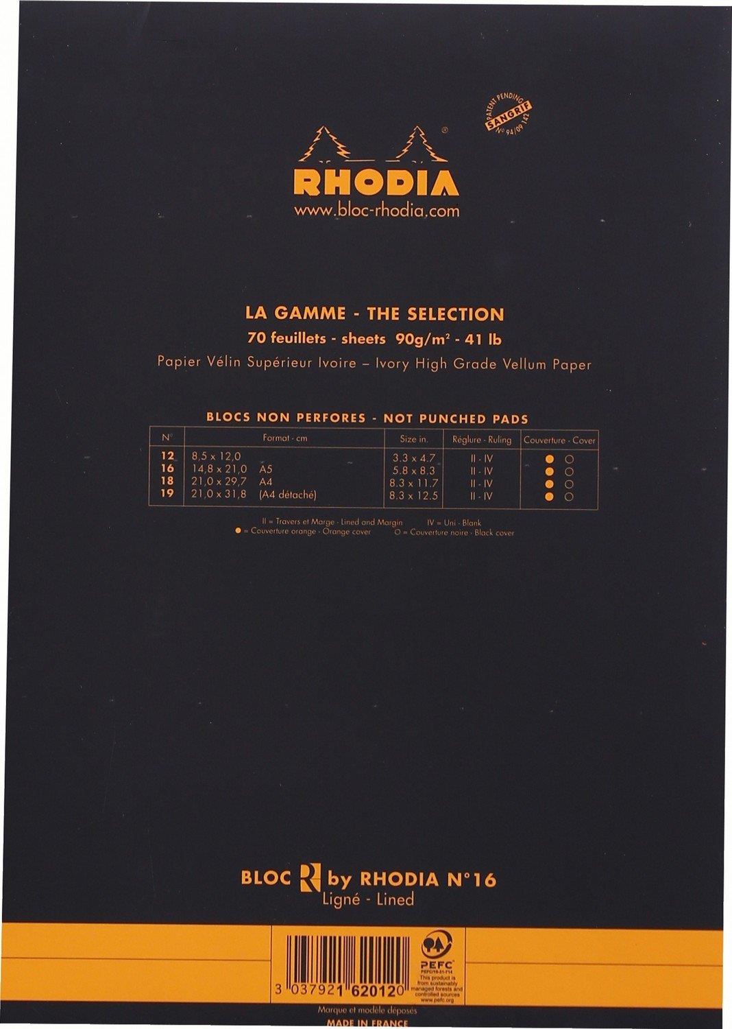 Rhodia Black Soft Touch Pad 6X8.25 Lined
