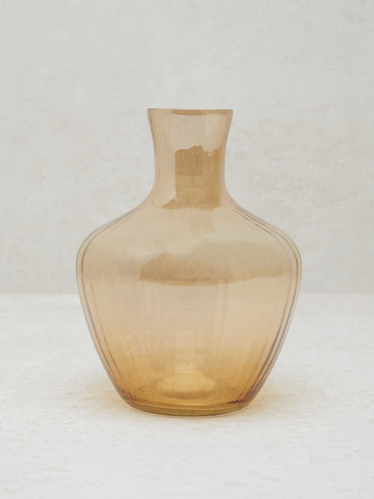 Westside Home Light Brown Glass Ribbed Vase