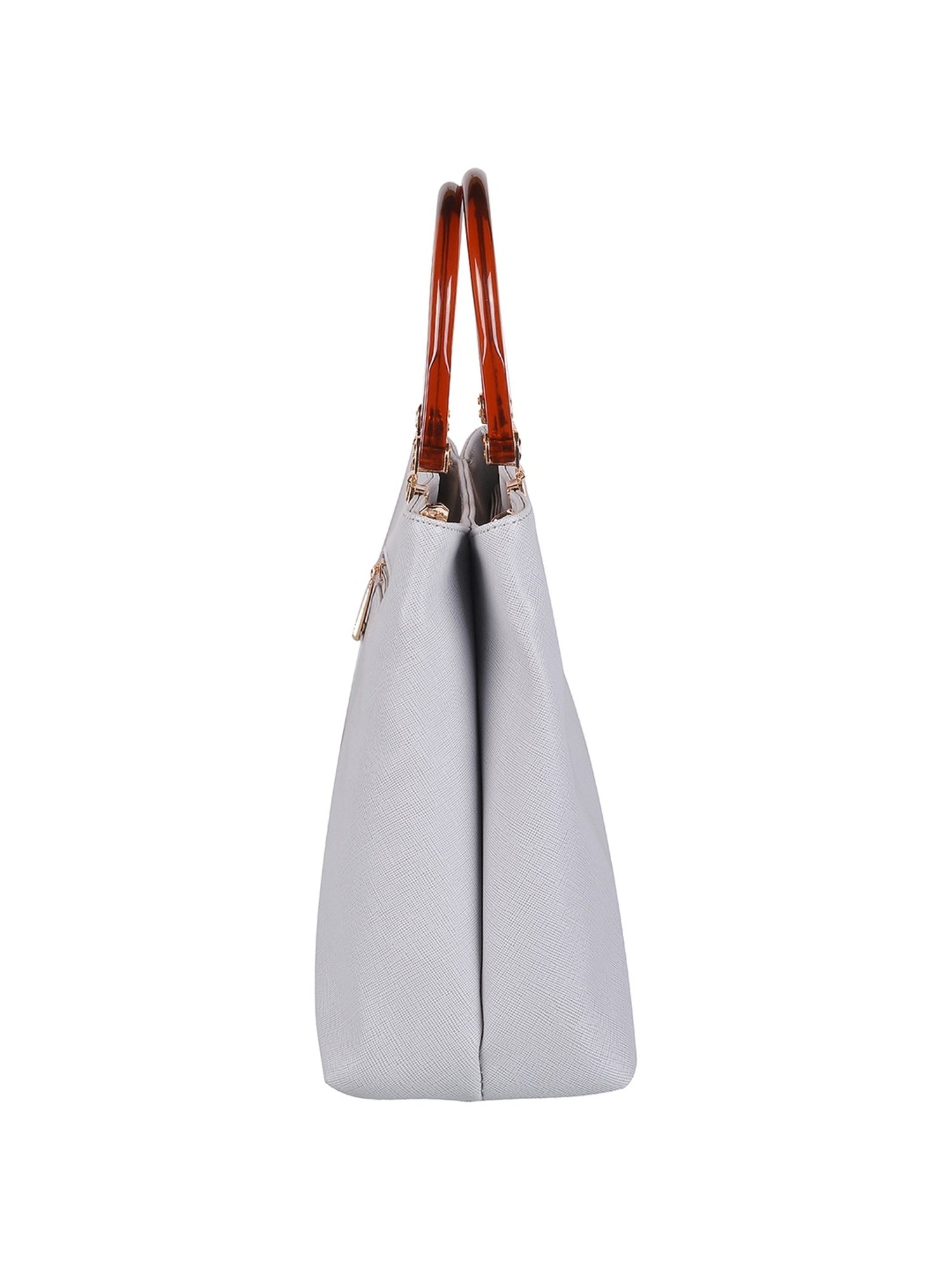 Mochi Grey Synthetic Textured Handbag