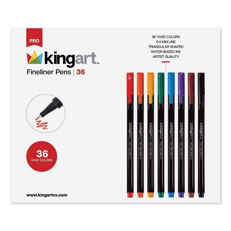 36pc Fine Point Pens with Triangular Ergonomic Barrels - Kingart