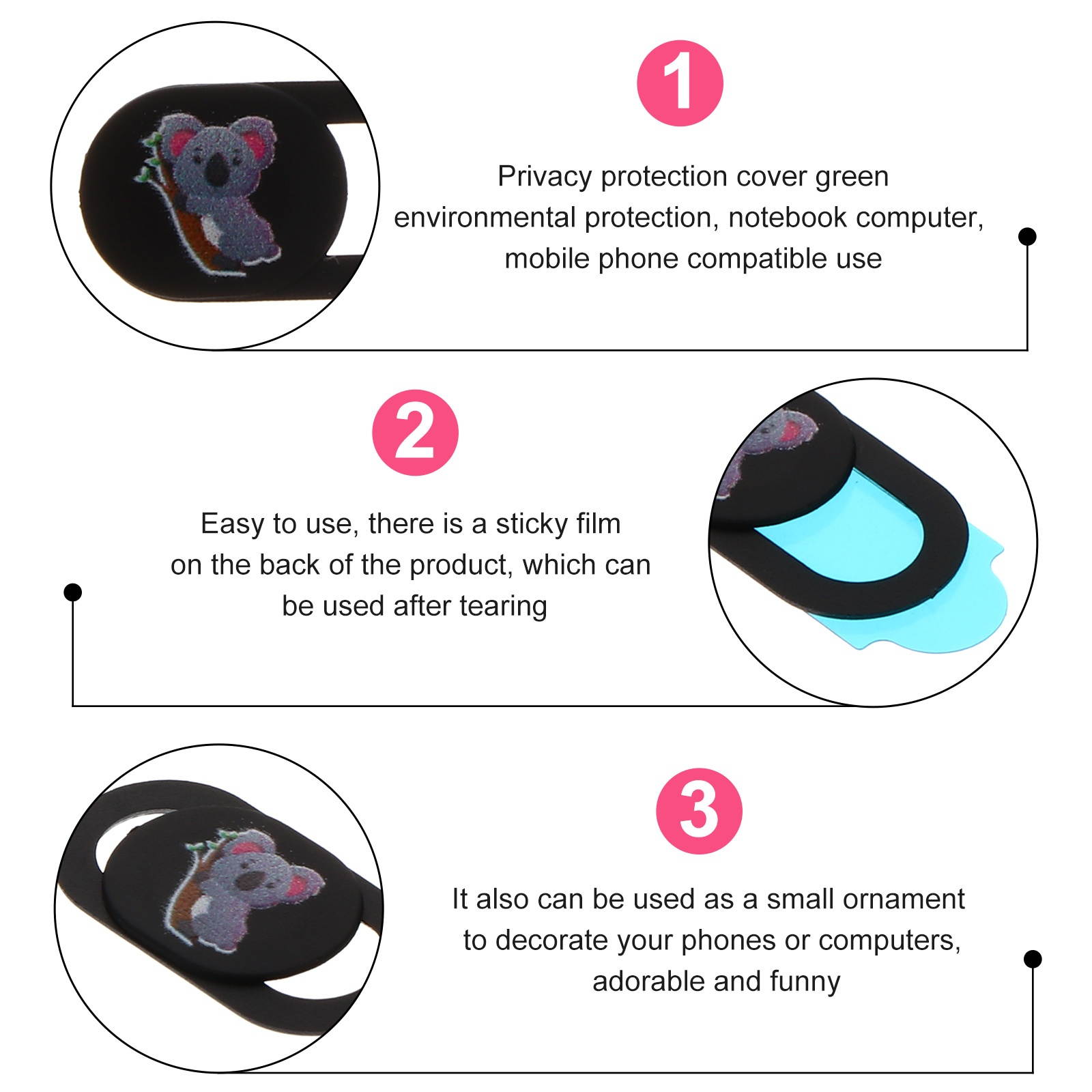 3pcs Web Camera Covers Sliding Cover Privacy Protection Covers for Tablet Laptop