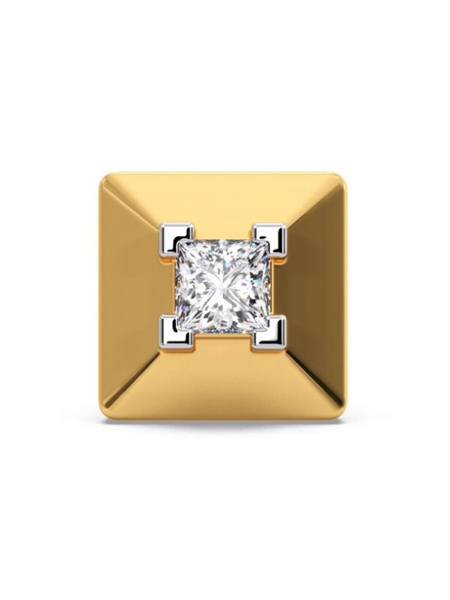 Candere by Kalyan Jewellers Peacock Collection 18k Yellow Gold Diamond Stud Earrings for Men