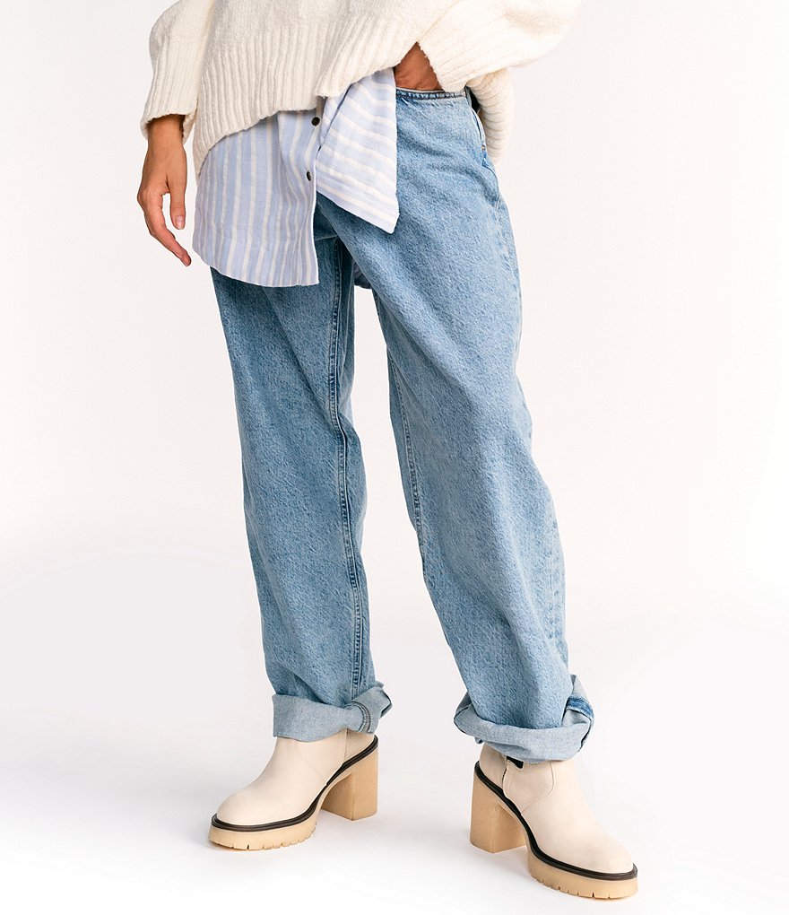 Free People James Leather Block Heel Chelsea Booties