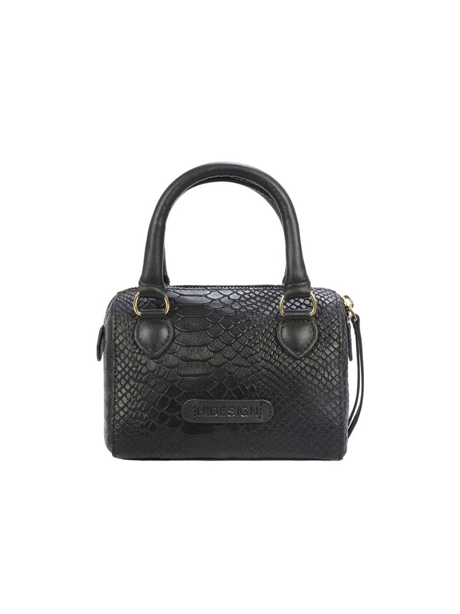 Hidesign Black Textured Medium Handbag