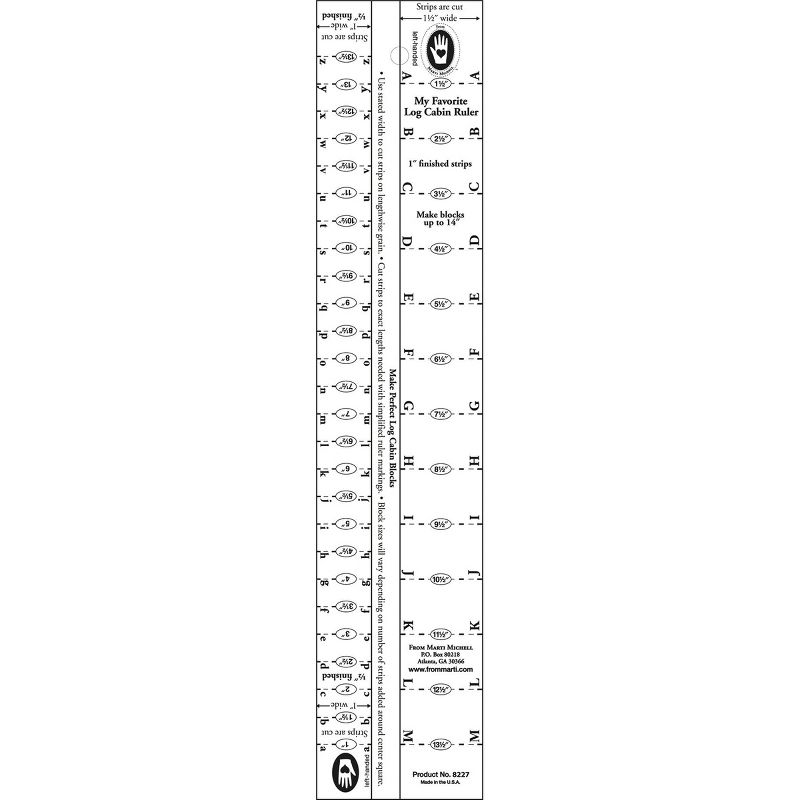 Marti Michell Log Cabin Ruler-1/2" To 1" Strips