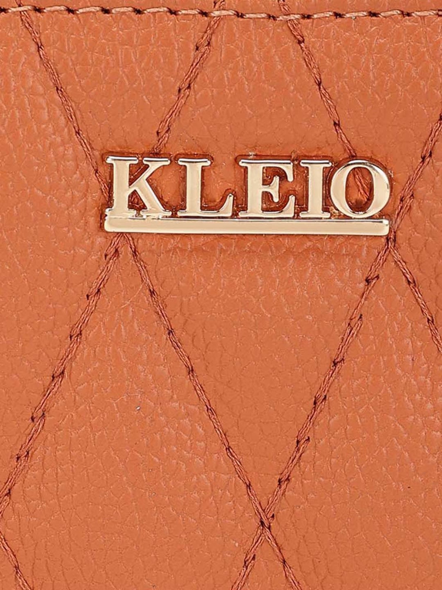 KLEIO Tan Quilted Zip Around Wallet for Women