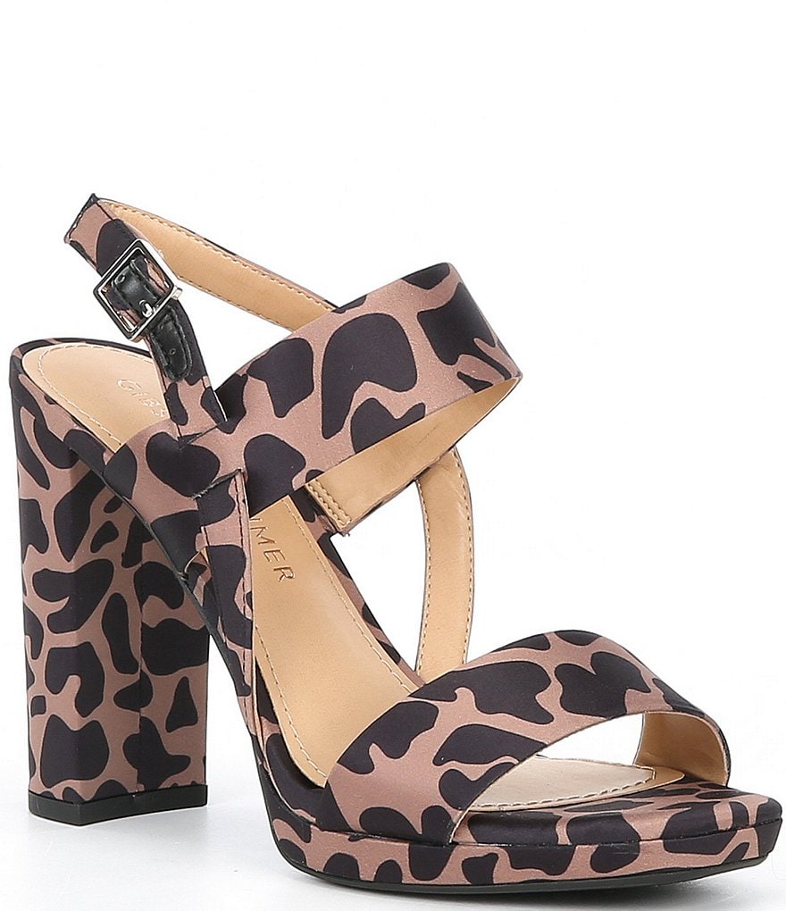 Gibson & Latimer Emmy Giraffe Print Block Heel Sandals
