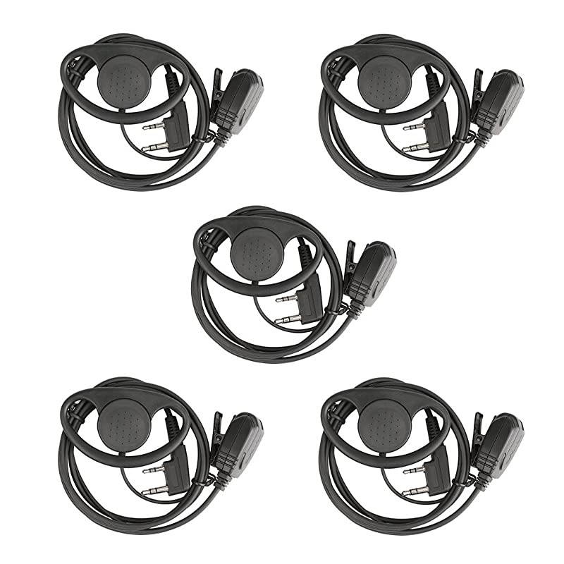 Walkie Talkie Earpiece 2 Pin D Shape Headset for  H777 RT21 RT22 RT27 UV5R 888S Arcshell AR5 2 Way Radios 5 Pack
