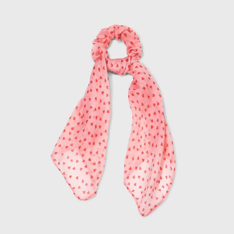 Heart Pattern Chiffon Scarf Twister - Wild Fable™ PInk