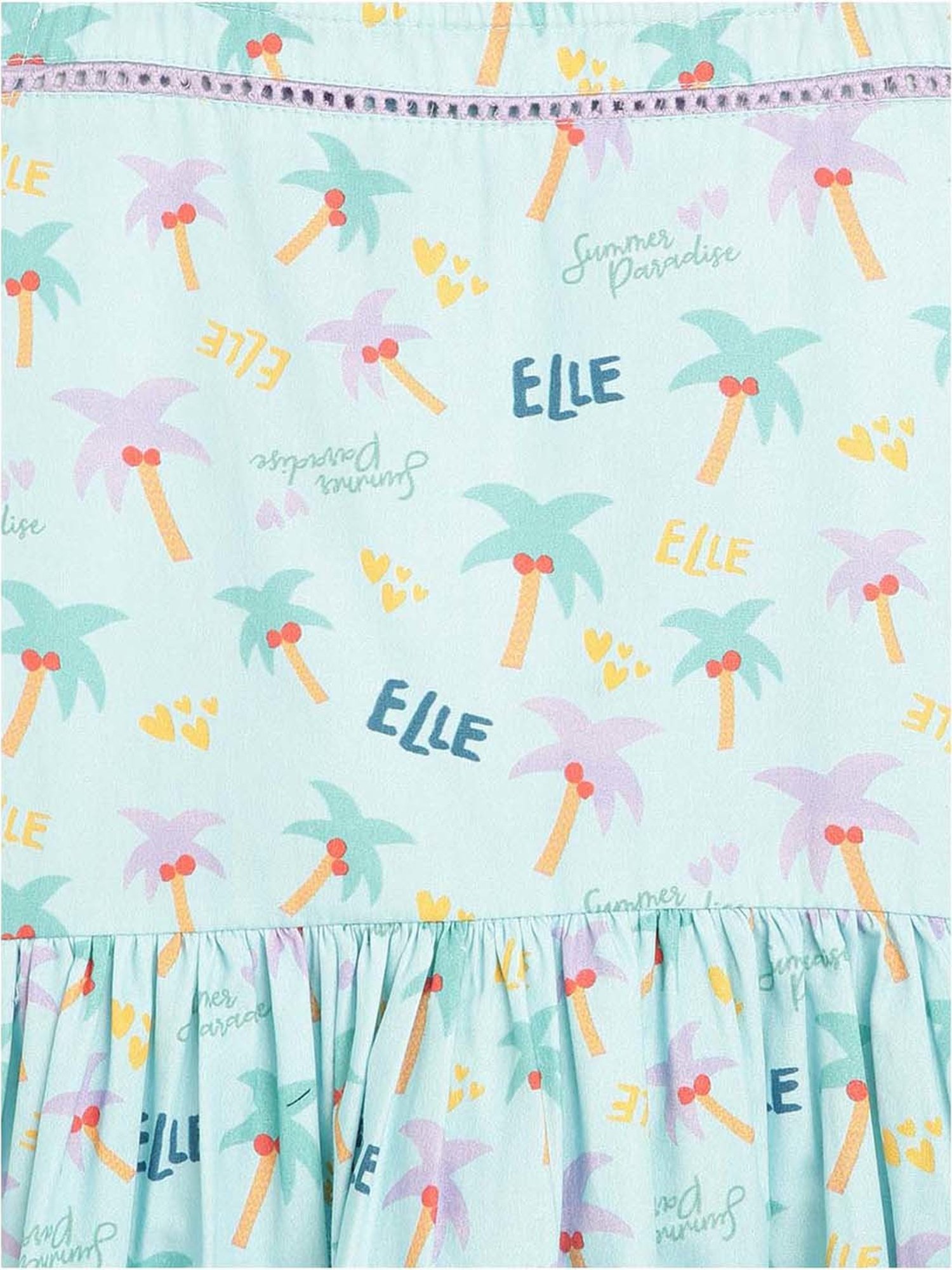 Elle Kids Kids Blue & Yellow Cotton Printed Dress