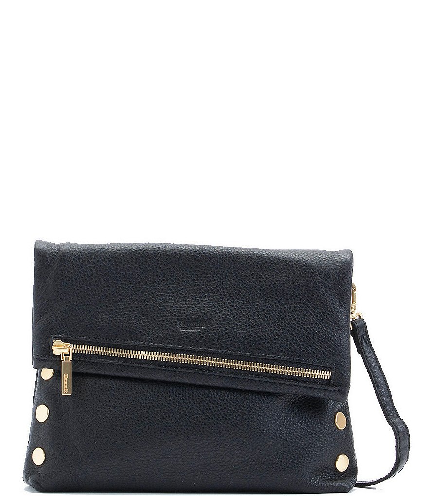 Hammitt VIP Studded Leather Fold-Over Zip Flap Medium Crossbody Bag