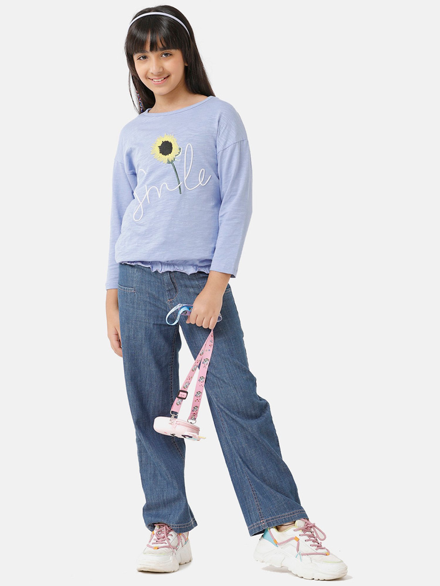 Under Fourteen Only Kids Purple Embroidered Full Sleeves Top