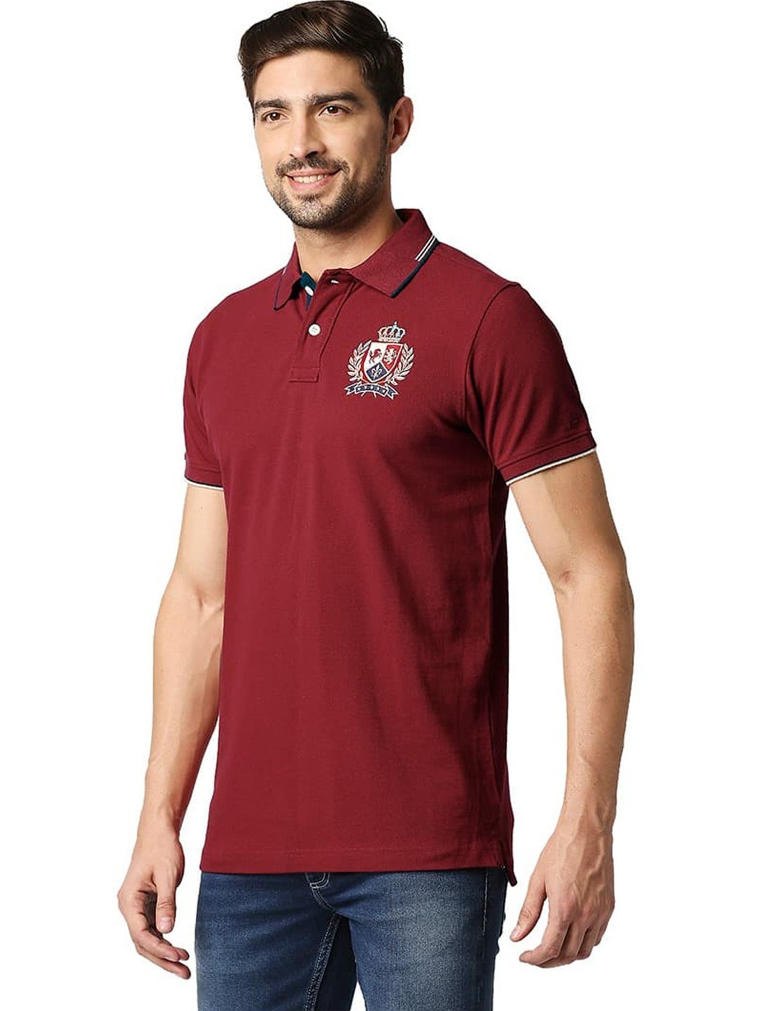 Basics Rhubarb Cotton Muscle Fit Polo T-Shirt