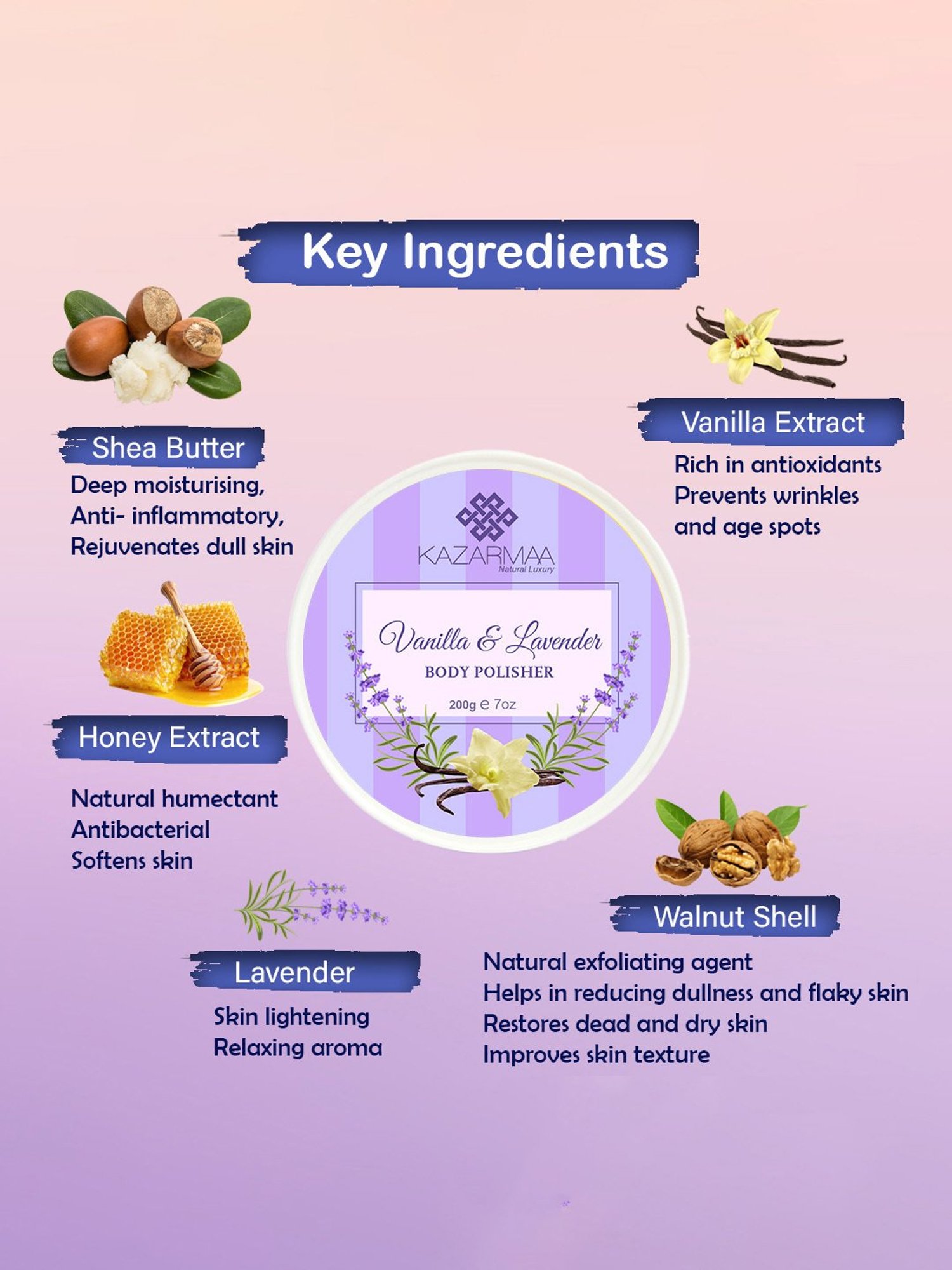 Kazarmaa Vanilla & Lavender Body Polisher - 200 gm