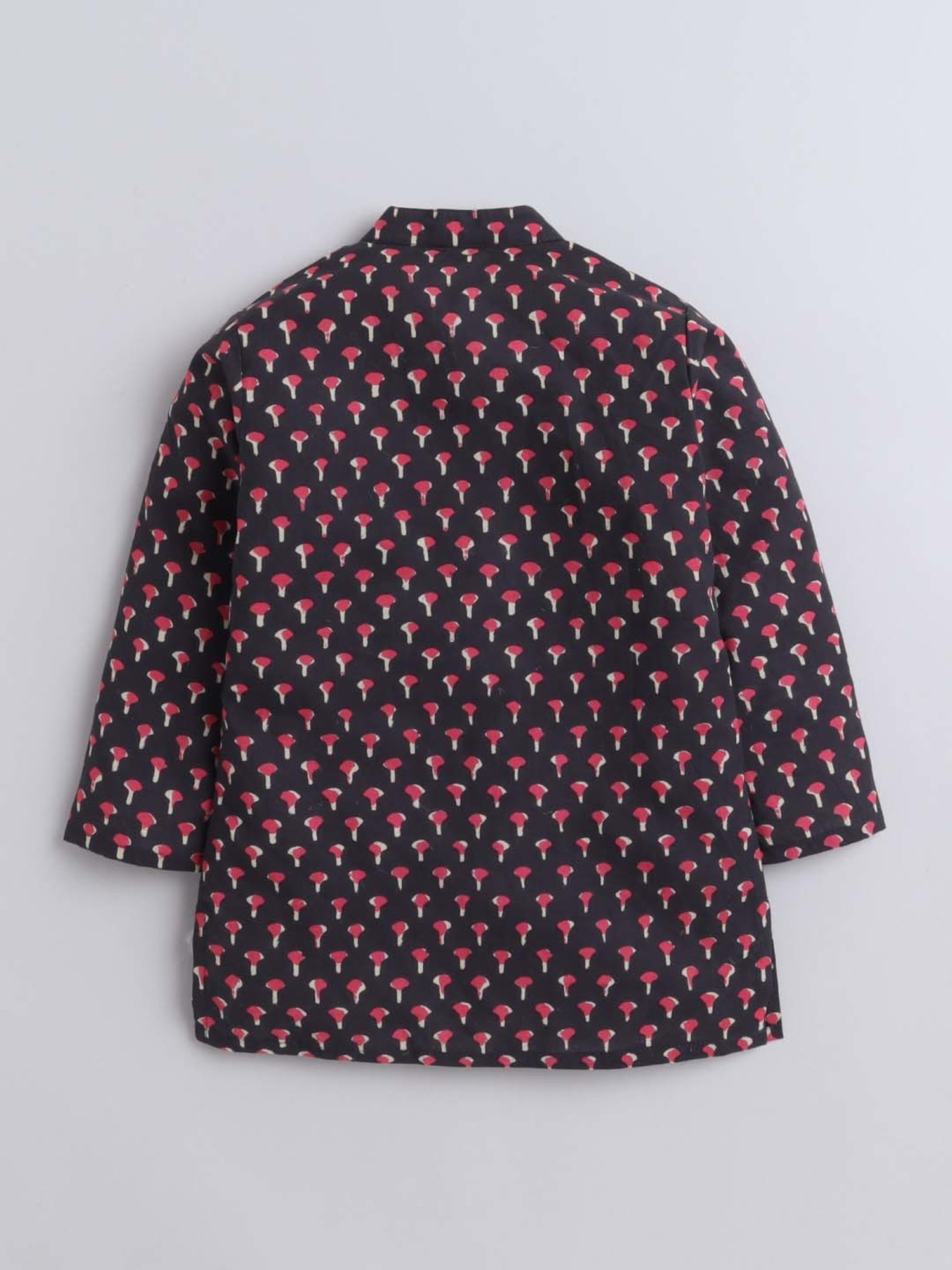 The Magic Wand Kids Black & White Cotton Printed Full Sleeves Kurta Set