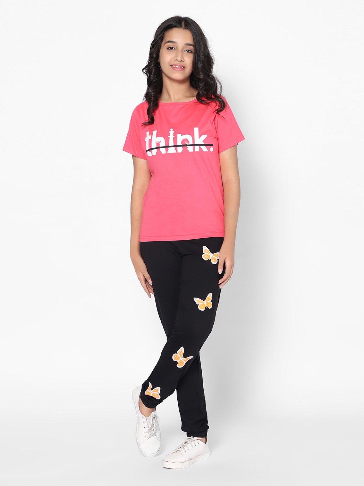 TeenTrums Girls Pink Printed T-Shirt