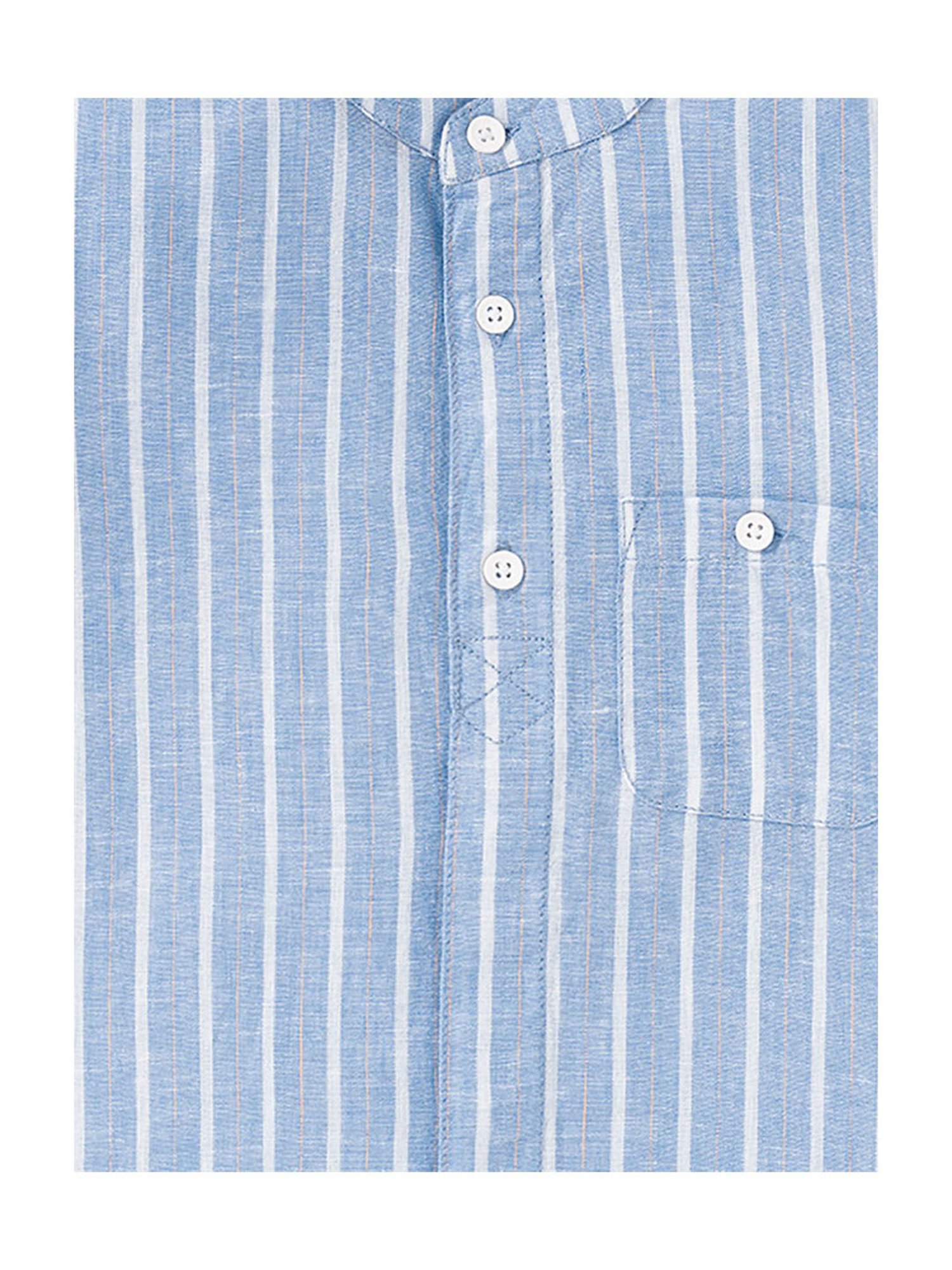 Ed-a-Mamma Kids Blue Striped Full Sleeves Shirt