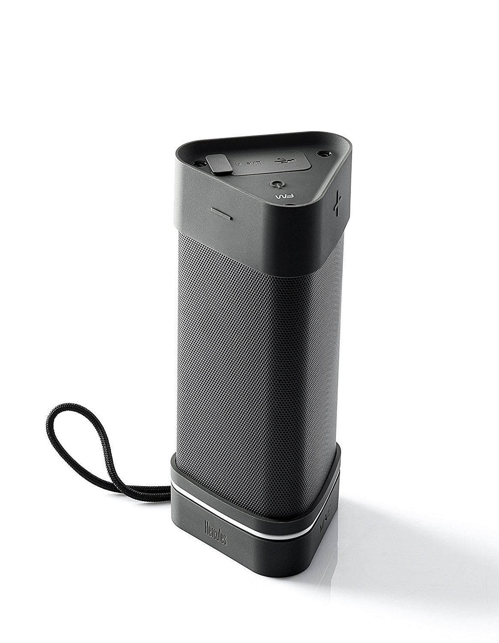 hercules wae outdoor 04plus fm, wireless bluetooth speaker waterproof, dust, shockresistant, featuring a builtin fm radio