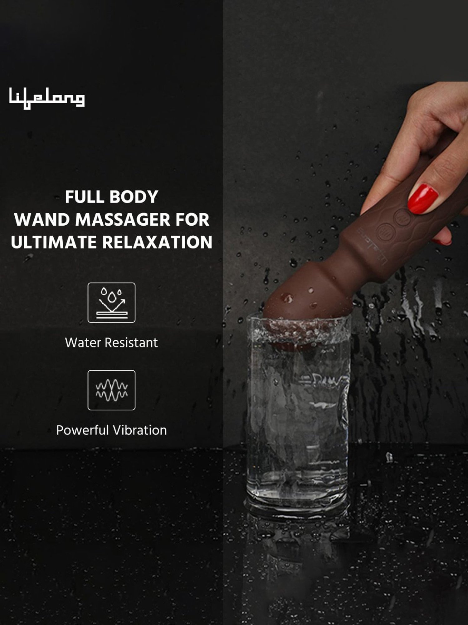 Lifelong LLM414 Rechargeable Wireless Body Massager Machine with 20 Vibration Modes (Brown)