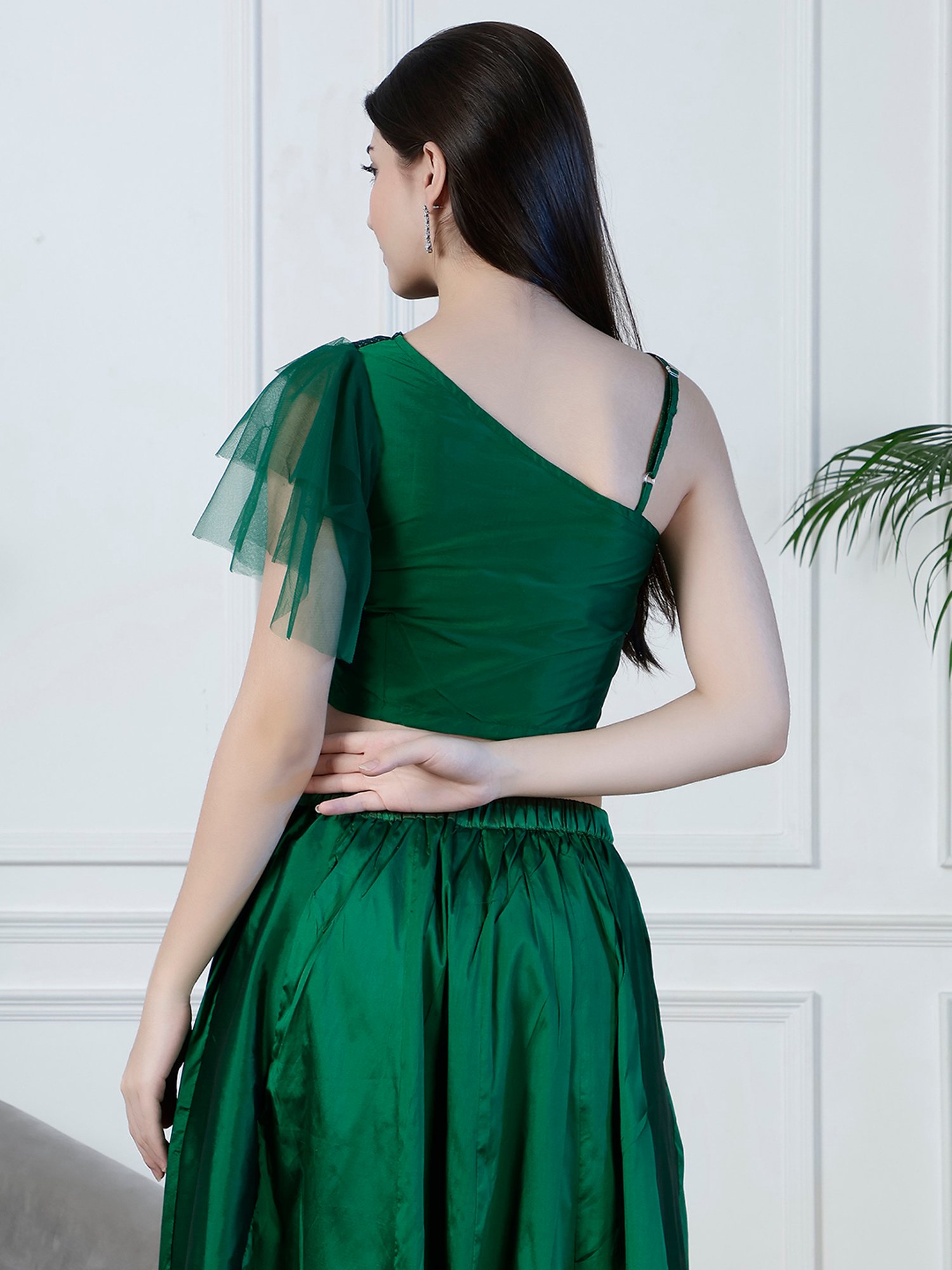 NEUDIS Green Embellished Crop Top