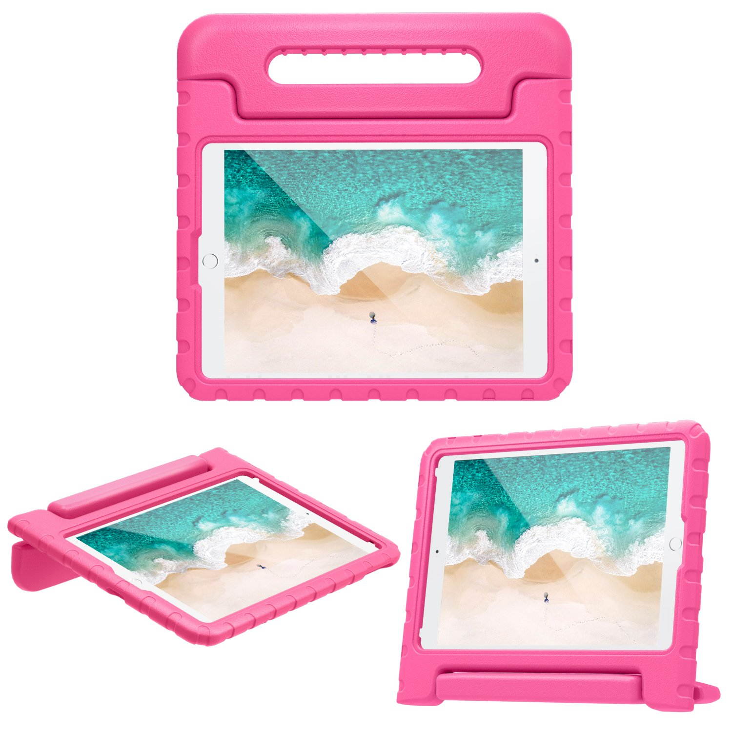 MoKo Case Fit New iPad 7th Generation 10.2" 2019 / iPad 10.2 Case/New iPad Air (3rd Generation) 10.5" 2019/iPad Pro 10.5 2017, Kids Friendly Shock Proof Handle Protective Stand Cover Case - Magenta