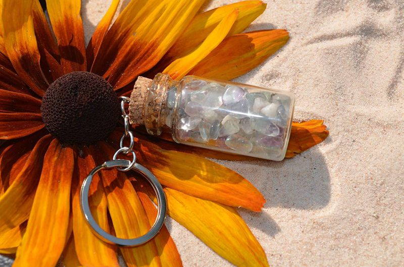 Fluorite Stone Vial Keychain