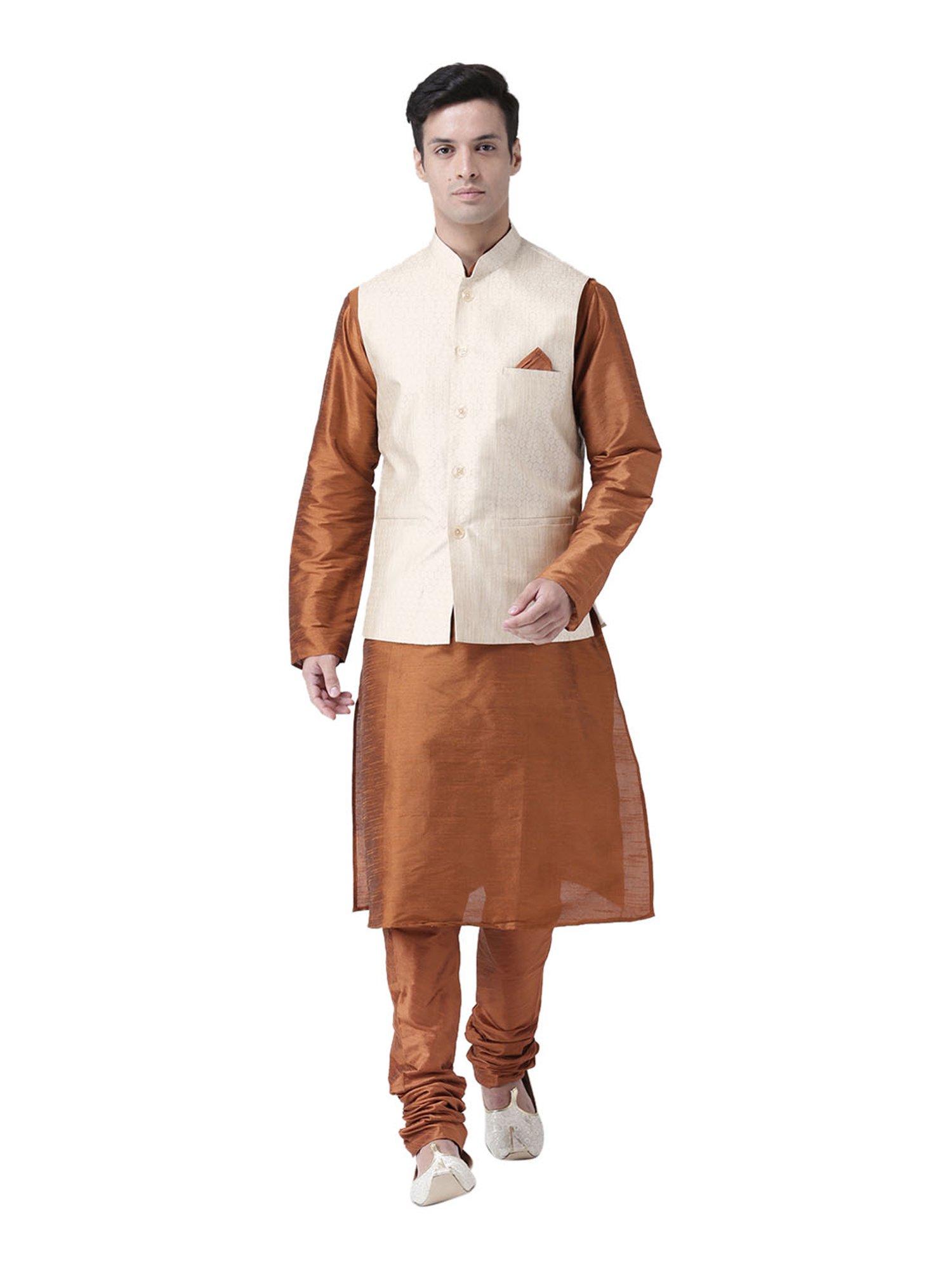 Vastramay White Cotton Straight Fit Embroidery Ethnic Suits