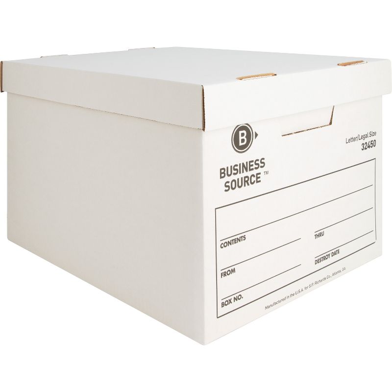 Business Source Storage Boxes Ltr/Legal 400 lb 12"x15"x10" 12/CT White 32450